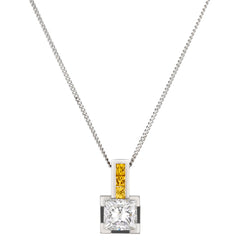 14kt White Gold Diamond Pendant. 1.20ct Tw Princess Cut Diamonds