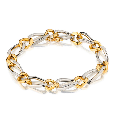 Mens 18kt 2-Tone Link Bracelet. Weight: 45 Grams