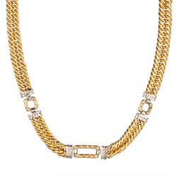 14kt Yellow and White Gold Chain Necklace. 80 x 1.80ct Tw
