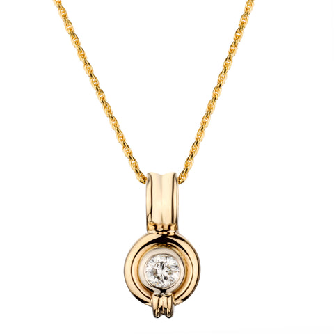Ladies 14kt Yellow and White Gold Diamond Pendant. 0.60ct Brilliant Cut