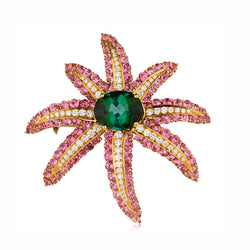 Tiffany & Co "Fireworks Collection" Brooch. Green Tourmaline and Diamonds.