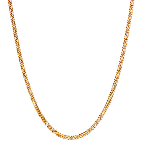 18kt Yellow Gold Solid Curb Link. Weight: 52 Grams. 22" (L)