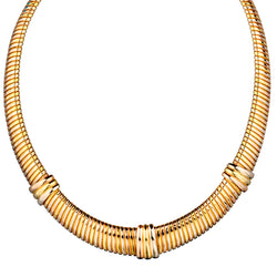 Cartier Vintage Tubogas Tri Colour Gold Collar Necklace. Weight: 74 Grams