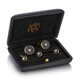 Birks Onyx and Diamond Tuxedo Button Stud and Cufflinks Set.
