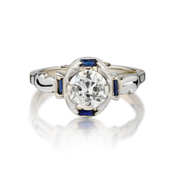 Vintage Ladies 14kt White Gold Ring. 1.35 European Cut Diamond. Circa 1890's