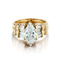 Ladies 14kt Yellow Gold Diamond Ring. 2.25 Marquise Cut Diamond