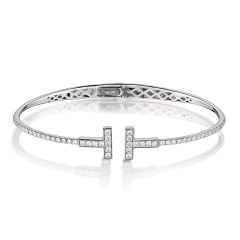 18kt White Gold Diamond Bangle. 1.00ct Tw