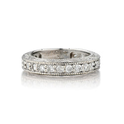 14kt White Gold Diamond Filigree Band . 1.10ct Tw