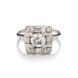 Vintage Ladies 14kt White Gold Diamond Ring. Circa 1935