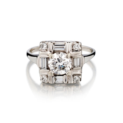 Vintage Ladies 14kt White Gold Diamond Ring. Circa 1935