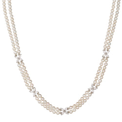 Tiffany & Co "Victoria Collection" Double Strand Pearl and Diamond Necklace.