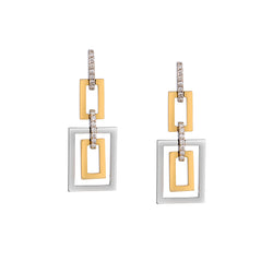 Modern 18kt Yellow and White Gold Drop Earrings.