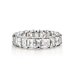 18kt White Gold Custom Made Diamond Eternity Band. Emerald and Ascher Cut Diamonds
