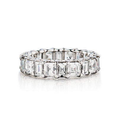 18kt White Gold Custom Made Diamond Eternity Band. Emerald and Ascher Cut Diamonds
