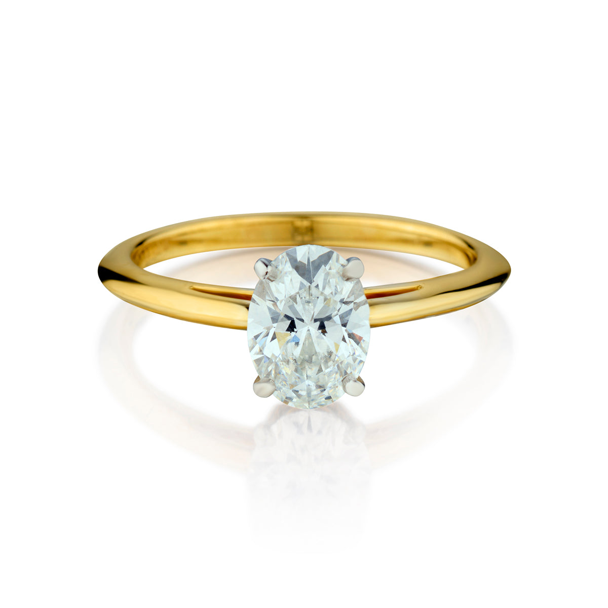 Tiffany & Co Platinum and 18kt Yellow Gold Oval Cut Diamond Ring. 1.38ct