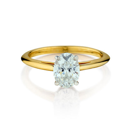 Tiffany & Co Platinum and 18kt Yellow Gold Oval Cut Diamond Ring. 1.38ct