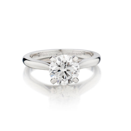 Cartier Ladies Platinum Diamond Solitaire Ring. 1.34 Brilliant Cut. (GIA)