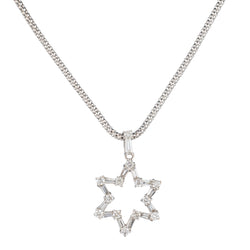 18kt White Gold Diamond Star of David on Gold Chain