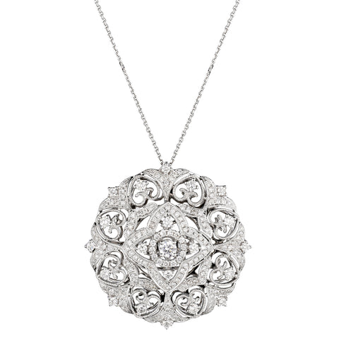 Ladies 14kt White Gold Diamond Pendant. 1.50ct Tw