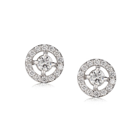 Ladies 14kt White Gold Diamond Cluster Stud Earrings. 2.60ct Tw