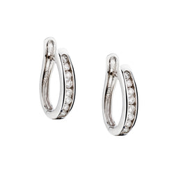 Ladies 14kt White Gold Diamond Hoop Earrings. 1.00ct Tw