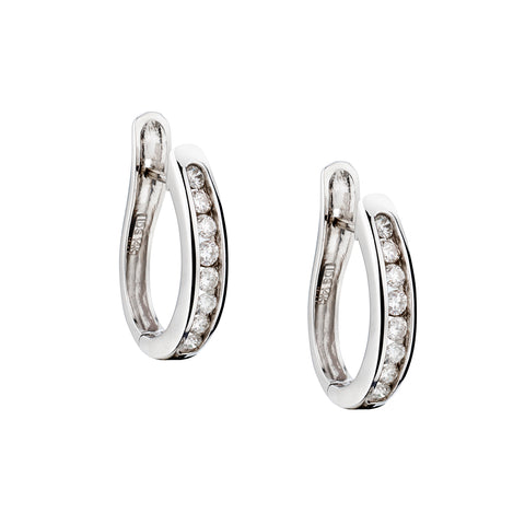 Ladies 14kt White Gold Diamond Hoop Earrings. 1.00ct Tw