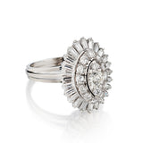 Ladies 14kt White Gold Diamond Cluster Ring. 1.65ct Tw