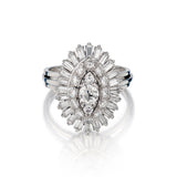 Ladies 14kt White Gold Diamond Cluster Ring. 1.65ct Tw
