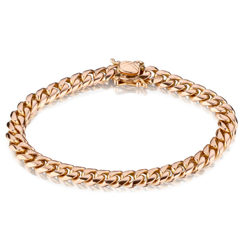 Unisex 18kt Rose Gold Miami Cuban Link Bracelet. Weight: 37 Grams