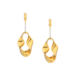 Unique Modern 18kt Yellow Gold Drop / Pendant Earrings. Weight: 13 Grams
