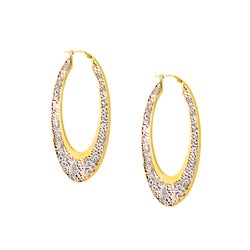 Unique 18kt Yellow and White Gold Oval Hoop Earrings