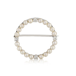 Tiffany & Co Vintage Pearl and Diamond Brooch