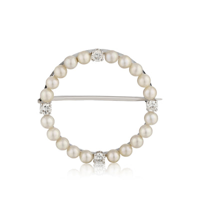 Tiffany & Co Vintage Pearl and Diamond Brooch