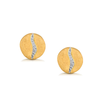 Marco Bicego Jaipur Diamond Wave Studs in 18kt Yellow Gold