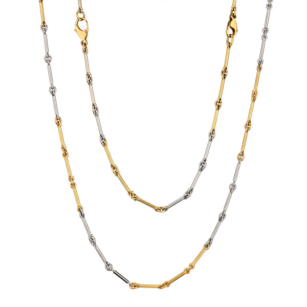 18kt Yellow and White Gold Chain / Bracelet Combination. Weight