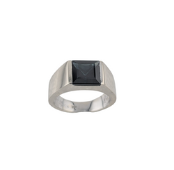 Unisex 18kt White Gold Blue Square Cut Sapphire Ring. 2.50ct