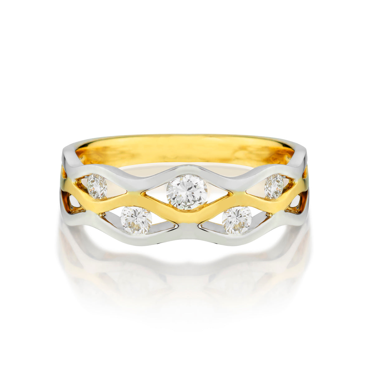 18kt Yellow and White Gold Diamond Ring. 0.50ct Tw