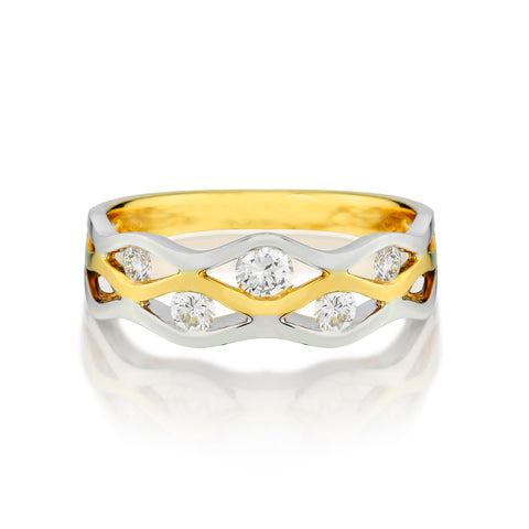 18kt Yellow and White Gold Diamond Ring. 0.50ct Tw