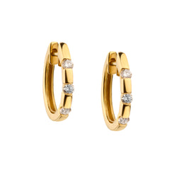 18kt Yellow Gold Diamond Huggies / Hoop Earrings. 0.26ct Tw