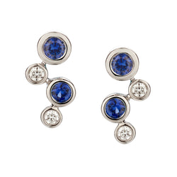 18kt White Gold Diamond and Blue Sapphire Stud Earrings