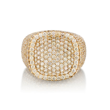 Unisex 10kt Yellow Gold Pave' Set Diamond Ring. 4.70ct Tw