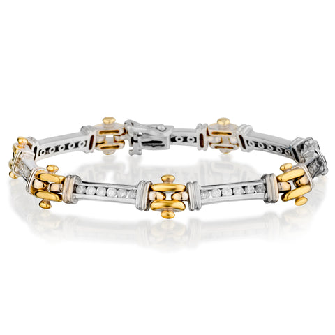 14kt Yellow and White Gold Diamond Bracelet. 2.10ct Tw