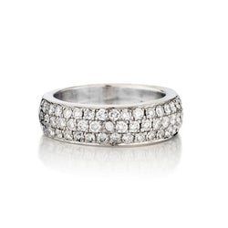 14kt White Gold Diamond Pave' Set Band. 1.10ct Tw