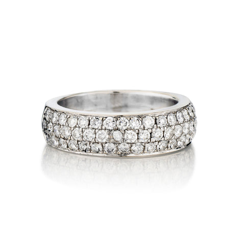 14kt White Gold Diamond Pave' Set Band. 1.10ct Tw