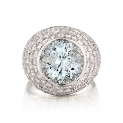 Platinum Aquamarine and Diamond Ring. 7.25 Aquamarine