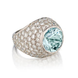 Platinum Aquamarine and Diamond Ring. 7.25 Aquamarine
