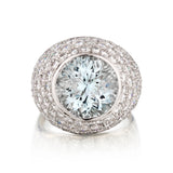 Platinum Aquamarine and Diamond Ring. 7.25 Aquamarine