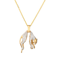 14kt Yellow Gold and Diamond Custom Made Leaping Panther. 0.80ct Tw