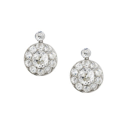 Platinum Vintage Diamond Earrings. 4.60ct Tw Mine Cut Diamonds. Circa 1910