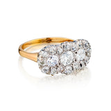 Edwardian 18kt Yellow Gold and Platinum Diamond Cluster Ring. 1.70ct Tw
